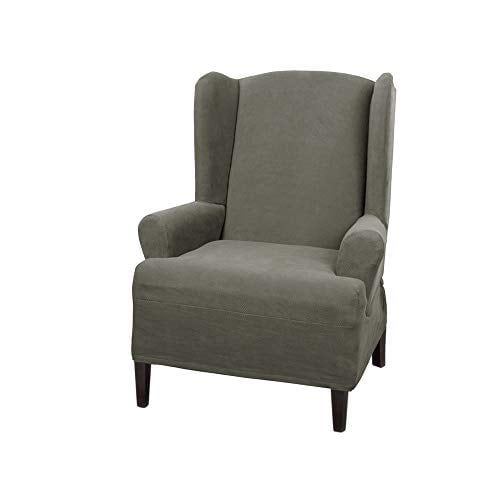 MAYTEX Pixel Ultra Soft Stretch Wing Back Arm Furniture Cover 1 Piece Black Chair Slipcover MAYTEX Pixel Ultra Soft Stretch Wing Back Arm Furniture Cover 1 Piece Black Chair Slipcover